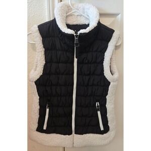 Women's Black and White Puffer Vest
